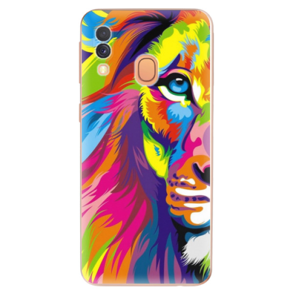Silikonové odolné pouzdro iSaprio - Rainbow Lion na mobil Samsung Galaxy A40 (Silikonový kryt, obal, pouzdro iSaprio - Rainbow Lion na mobilní telefon Samsung Galaxy A40)