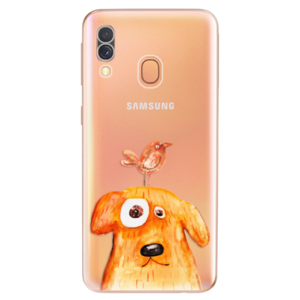 Silikonové odolné pouzdro iSaprio - Dog And Bird na mobil Samsung Galaxy A40 (Silikonový kryt, obal, pouzdro iSaprio - Dog And Bird na mobilní telefon Samsung Galaxy A40)
