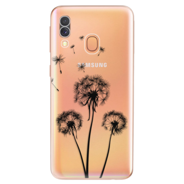 Silikonové odolné pouzdro iSaprio - Three Dandelions - black na mobil Samsung Galaxy A40 (Silikonový kryt, obal, pouzdro iSaprio - Three Dandelions - black na mobilní telefon Samsung Galaxy A40)