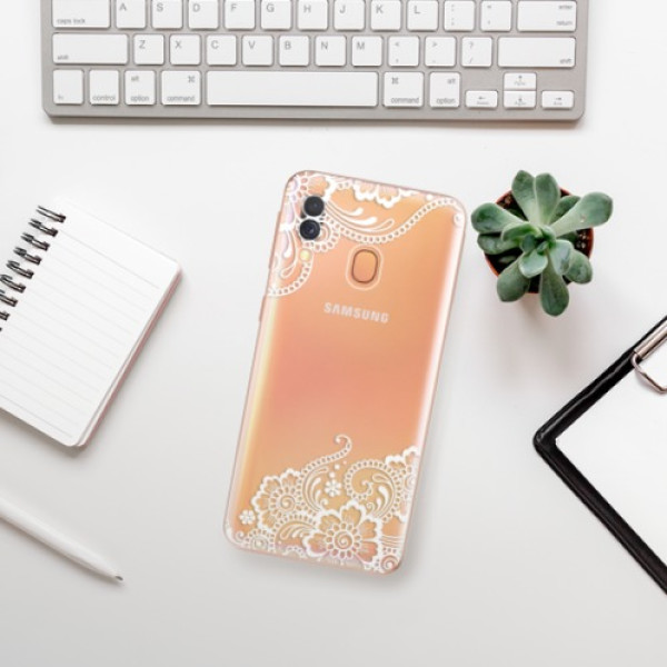 Silikonové pouzdro iSaprio - Samsung Galaxy A40 - White Lace 02