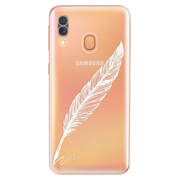 Levně Odolné silikonové pouzdro iSaprio - Writing By Feather - white - Samsung Galaxy A40