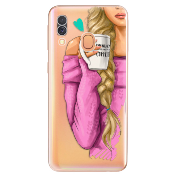 Odolné silikonové pouzdro iSaprio - My Coffe and Blond Girl - Samsung Galaxy A40
