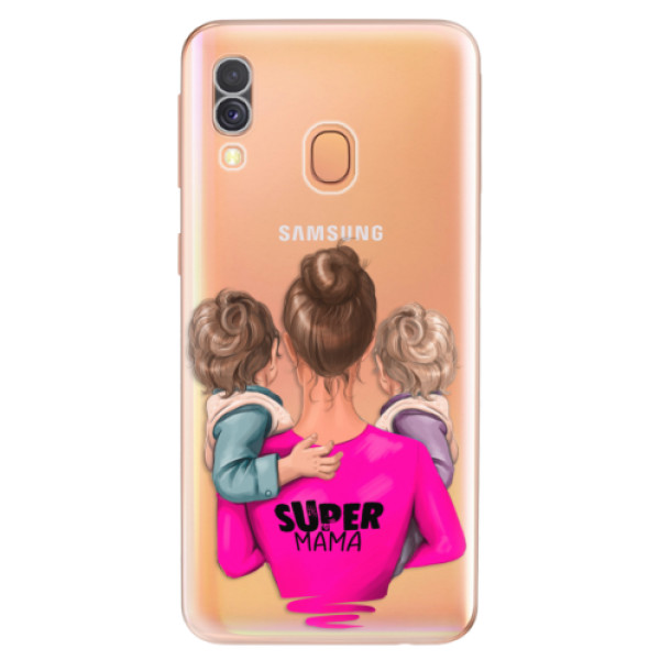 Odolné silikonové pouzdro iSaprio - Super Mama - Two Boys - Samsung Galaxy A40