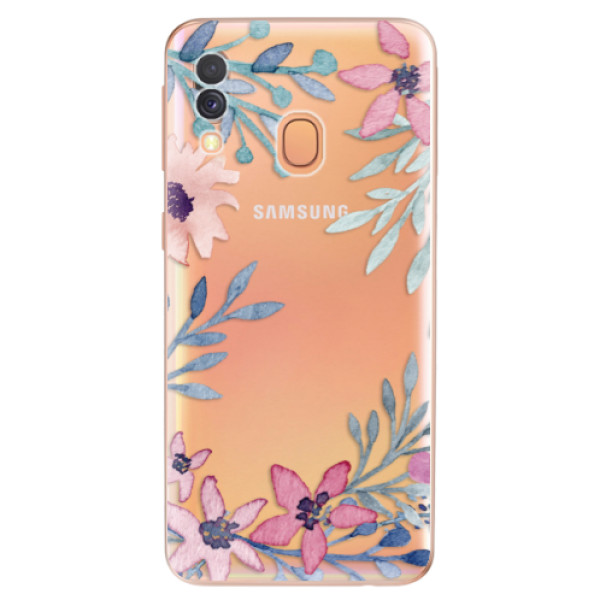 Silikonové odolné pouzdro iSaprio - Leaves and Flowers na mobil Samsung Galaxy A40 (Silikonový kryt, obal, pouzdro iSaprio - Leaves and Flowers na mobilní telefon Samsung Galaxy A40)