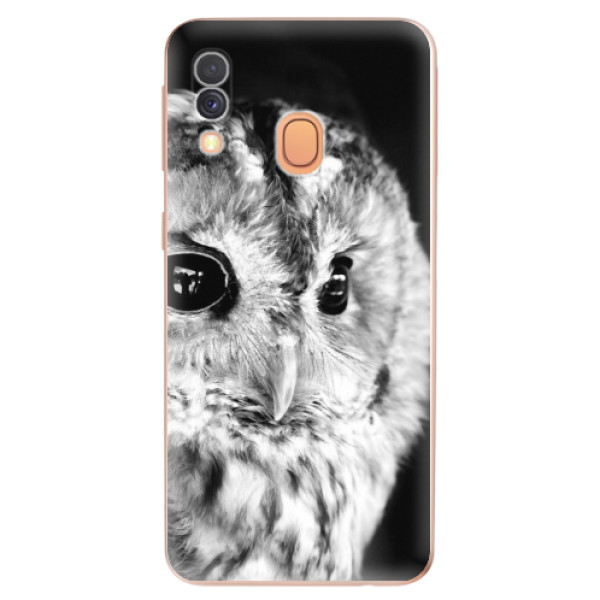 Silikonové odolné pouzdro iSaprio - BW Owl na mobil Samsung Galaxy A40 (Silikonový kryt, obal, pouzdro iSaprio - BW Owl na mobilní telefon Samsung Galaxy A40)