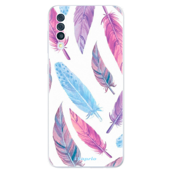 Silikonové odolné pouzdro iSaprio - Feather Pattern 10 na mobil Samsung Galaxy A50 (Silikonový kryt, obal, pouzdro iSaprio - Feather Pattern 10 na mobilní telefon Samsung Galaxy A50)