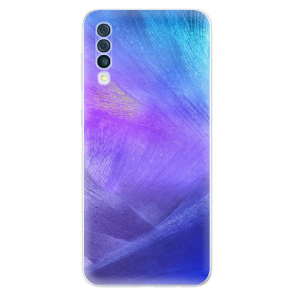 Silikonové odolné pouzdro iSaprio - Purple Feathers na mobil Samsung Galaxy A50 (Silikonový kryt, obal, pouzdro iSaprio - Purple Feathers na mobilní telefon Samsung Galaxy A50)