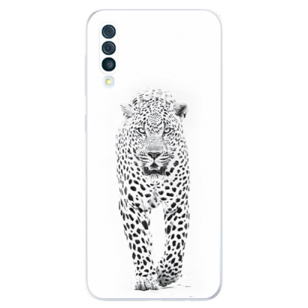 Silikonové odolné pouzdro iSaprio - White Jaguar na mobil Samsung Galaxy A50 (Silikonový kryt, obal, pouzdro iSaprio - White Jaguar na mobilní telefon Samsung Galaxy A50)