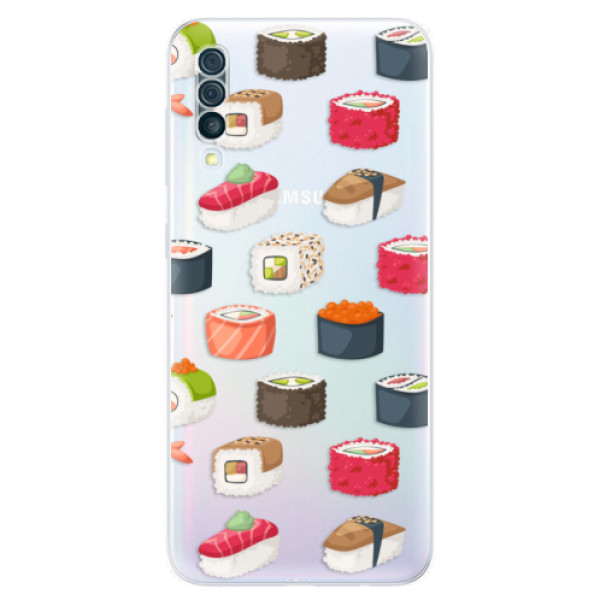 Silikonové odolné pouzdro iSaprio - Sushi Pattern na mobil Samsung Galaxy A50 (Silikonový kryt, obal, pouzdro iSaprio - Sushi Pattern na mobilní telefon Samsung Galaxy A50)