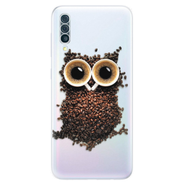 Silikonové odolné pouzdro iSaprio - Owl And Coffee na mobil Samsung Galaxy A50 (Silikonový kryt, obal, pouzdro iSaprio - Owl And Coffee na mobilní telefon Samsung Galaxy A50)