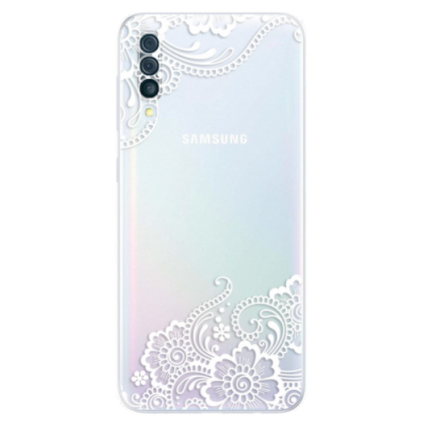 Silikonové odolné pouzdro iSaprio - White Lace 02 na mobil Samsung Galaxy A50 (Silikonový kryt, obal, pouzdro iSaprio - White Lace 02 na mobilní telefon Samsung Galaxy A50)