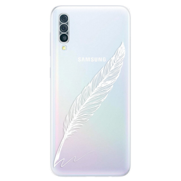 Odolné silikonové pouzdro iSaprio - Writing By Feather - white - Samsung Galaxy A50