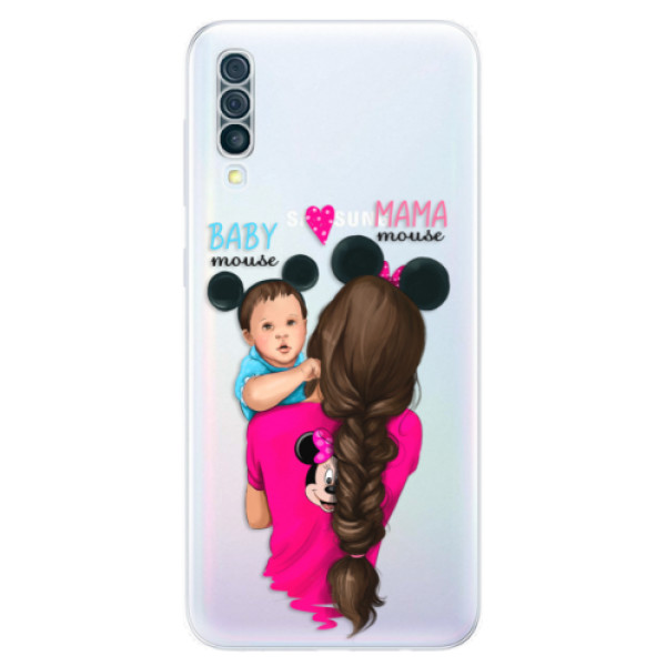 Odolné silikonové pouzdro iSaprio - Mama Mouse Brunette and Boy - Samsung Galaxy A50