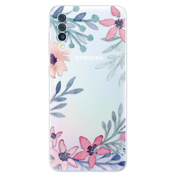 Silikonové odolné pouzdro iSaprio - Leaves and Flowers na mobil Samsung Galaxy A50 (Silikonový kryt, obal, pouzdro iSaprio - Leaves and Flowers na mobilní telefon Samsung Galaxy A50)