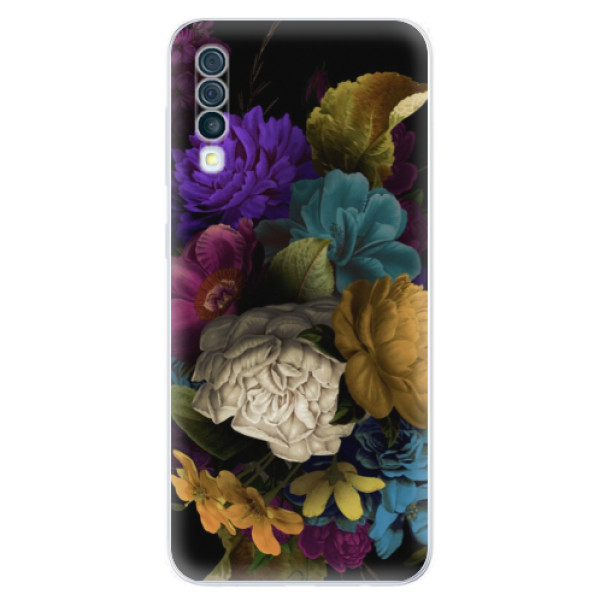 Odolné silikonové pouzdro iSaprio - Dark Flowers - Samsung Galaxy A50