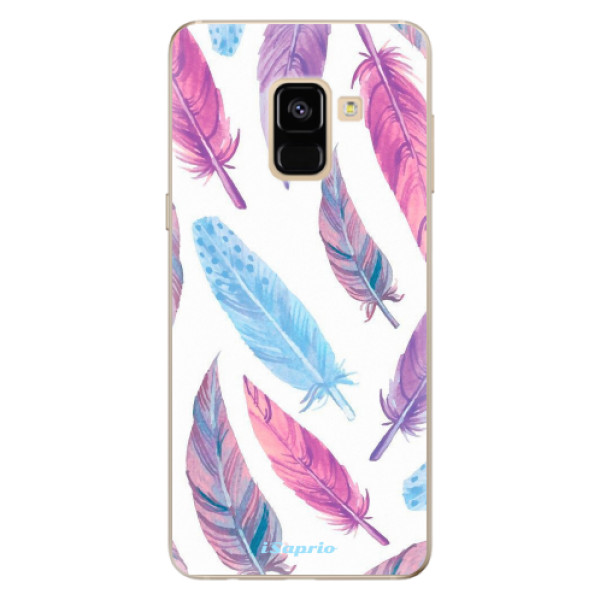 Silikonové odolné pouzdro iSaprio - Feather Pattern 10 na mobil Samsung Galaxy A8 2018 (Silikonový kryt, obal, pouzdro iSaprio - Feather Pattern 10 na mobilní telefon Samsung Galaxy A8 2018)