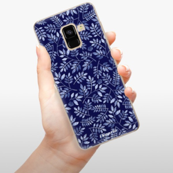 Silikonové pouzdro iSaprio - Samsung Galaxy A8 2018 - Blue Leaves 05