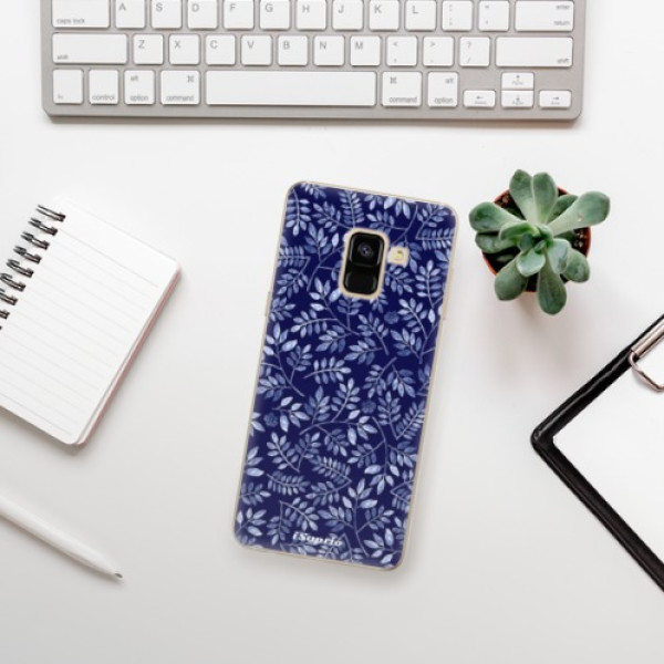 Silikonové pouzdro iSaprio - Samsung Galaxy A8 2018 - Blue Leaves 05
