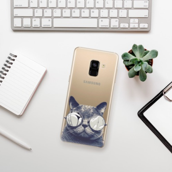 Silikonové pouzdro iSaprio - Samsung Galaxy A8 2018 - Crazy Cat 01