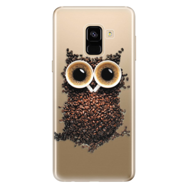 Silikonové odolné pouzdro iSaprio - Owl And Coffee na mobil Samsung Galaxy A8 2018 (Silikonový kryt, obal, pouzdro iSaprio - Owl And Coffee na mobilní telefon Samsung Galaxy A8 2018)