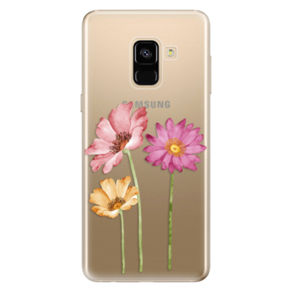 Silikonové odolné pouzdro iSaprio - Three Flowers na mobil Samsung Galaxy A8 2018 (Silikonový kryt, obal, pouzdro iSaprio - Three Flowers na mobilní telefon Samsung Galaxy A8 2018)