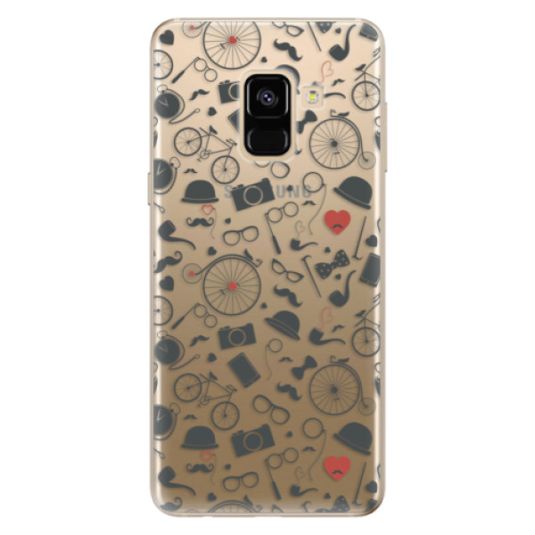 Odolné silikonové pouzdro iSaprio - Vintage Pattern 01 - black - Samsung Galaxy A8 2018