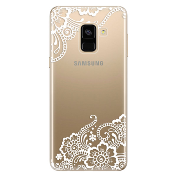 Silikonové odolné pouzdro iSaprio - White Lace 02 na mobil Samsung Galaxy A8 2018 (Silikonový kryt, obal, pouzdro iSaprio - White Lace 02 na mobilní telefon Samsung Galaxy A8 2018)