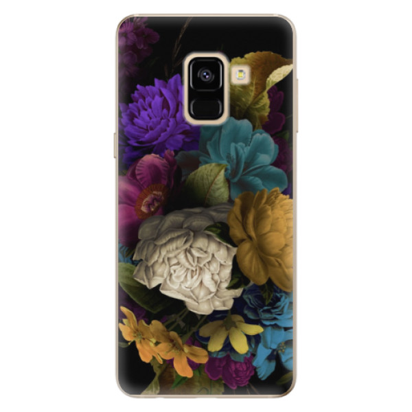 Silikonové odolné pouzdro iSaprio - Dark Flowers na mobil Samsung Galaxy A8 2018 (Silikonový kryt, obal, pouzdro iSaprio - Dark Flowers na mobilní telefon Samsung Galaxy A8 2018)