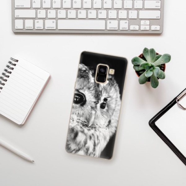 Silikonové pouzdro iSaprio - Samsung Galaxy A8 2018 - BW Owl