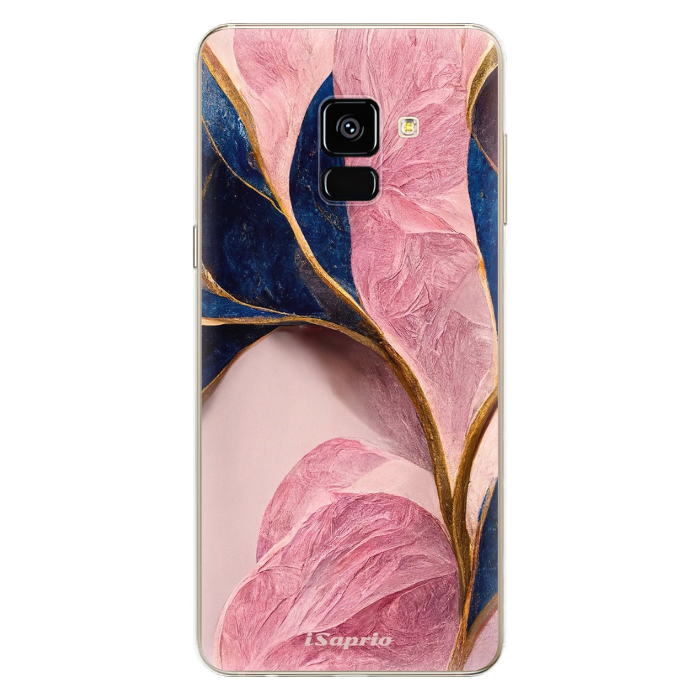 Odolné silikonové pouzdro iSaprio - Pink Blue Leaves - Samsung Galaxy A8 2018