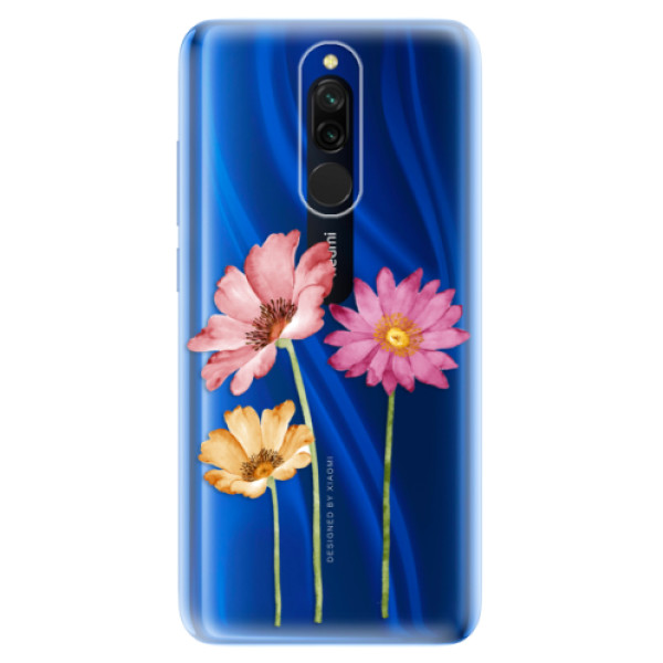 Silikonové odolné pouzdro iSaprio - Three Flowers na mobil Xiaomi Redmi 8 (Silikonový kryt, obal, pouzdro iSaprio - Three Flowers na mobilní telefon Xiaomi Redmi 8)