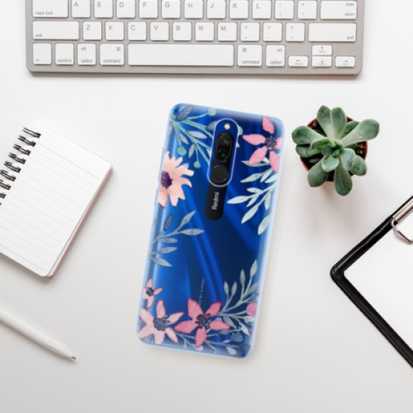 Silikonové pouzdro iSaprio - Xiaomi Redmi 8 - Leaves and Flowers