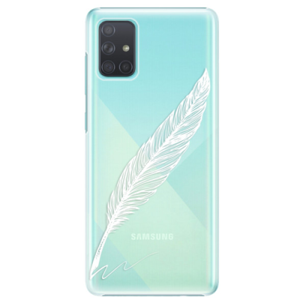 Plastové pouzdro iSaprio - Writing By Feather - white - Samsung Galaxy A71