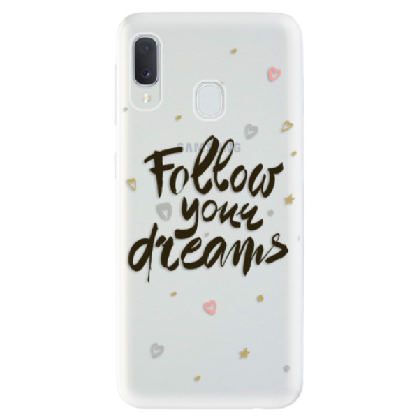 Odolné silikonové pouzdro iSaprio - Follow Your Dreams - black - Samsung Galaxy A20e