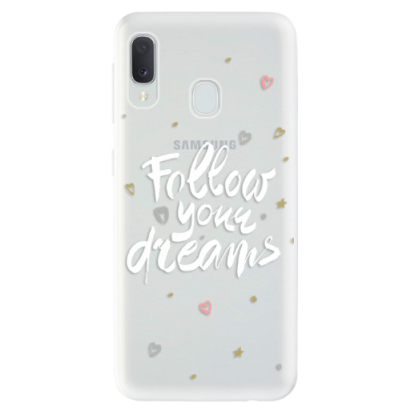 Odolné silikonové pouzdro iSaprio - Follow Your Dreams - white - Samsung Galaxy A20e