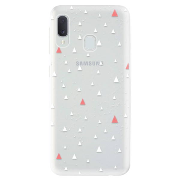 Odolné silikonové pouzdro iSaprio - Abstract Triangles 02 - white - Samsung Galaxy A20e