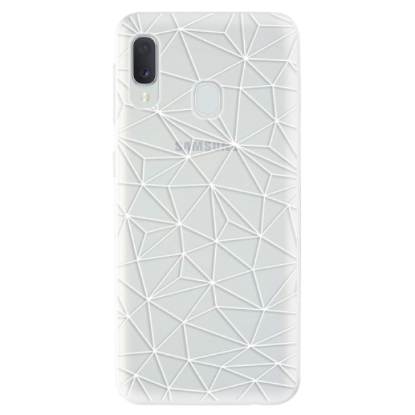 Odolné silikonové pouzdro iSaprio - Abstract Triangles 03 - white na mobil Samsung Galaxy A20e (Odolný silikonový obal, kryt pouzdro iSaprio - Abstract Triangles 03 - white - na mobilní telefon Samsung Galaxy A20e)