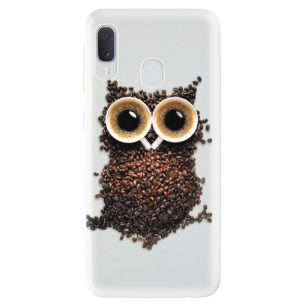 Odolné silikonové pouzdro iSaprio - Owl And Coffee na mobil Samsung Galaxy A20e (Odolný silikonový obal, kryt pouzdro iSaprio - Owl And Coffee - na mobilní telefon Samsung Galaxy A20e)