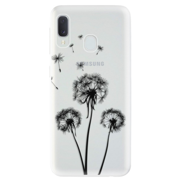 Odolné silikonové pouzdro iSaprio - Three Dandelions - black na mobil Samsung Galaxy A20e (Odolný silikonový obal, kryt pouzdro iSaprio - Three Dandelions - black - na mobilní telefon Samsung Galaxy A20e)