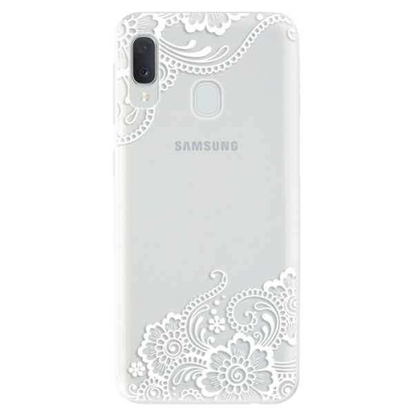 Odolné silikonové pouzdro iSaprio - White Lace 02 na mobil Samsung Galaxy A20e (Odolný silikonový obal, kryt pouzdro iSaprio - White Lace 02 - na mobilní telefon Samsung Galaxy A20e)