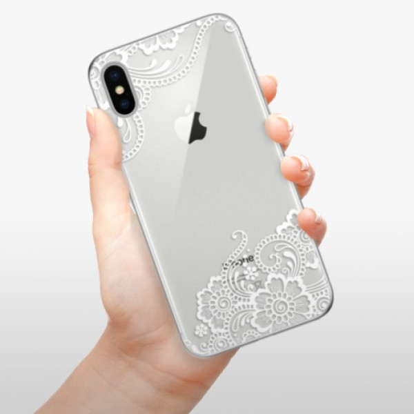 Silikonové pouzdro iSaprio - Apple iPhone X - White Lace 02