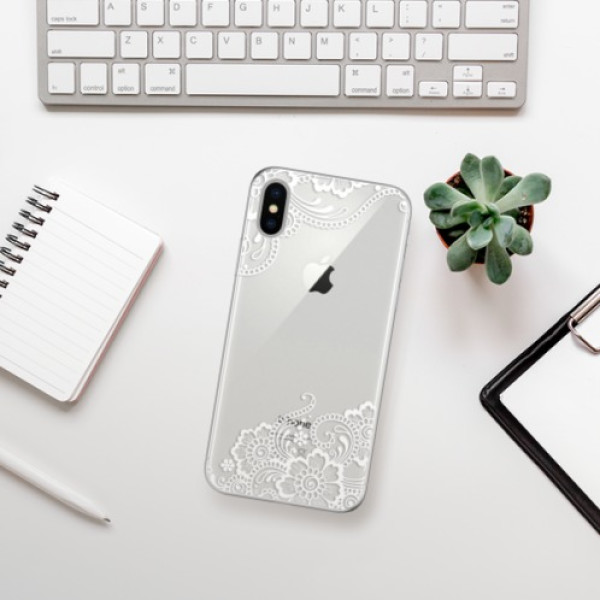 Silikonové pouzdro iSaprio - Apple iPhone X - White Lace 02