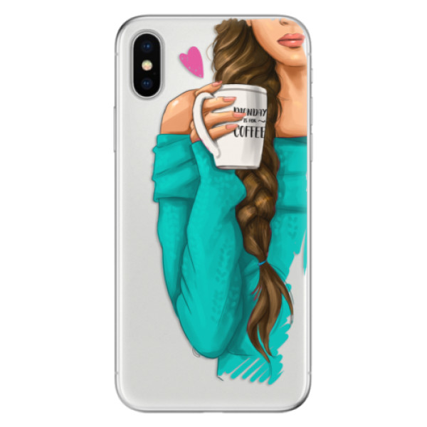 Odolné silikonové pouzdro iSaprio - My Coffe and Brunette Girl na mobil Apple iPhone X (Odolný silikonový obal, kryt pouzdro iSaprio - My Coffe and Brunette Girl - na mobilní telefon Apple iPhone X)
