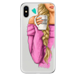 Odolné silikonové pouzdro iSaprio - My Coffe and Blond Girl na mobil Apple iPhone X