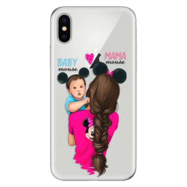 Odolné silikonové pouzdro iSaprio - Mama Mouse Brunette and Boy - iPhone X
