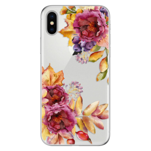 Odolné silikonové pouzdro iSaprio - Fall Flowers na mobil Apple iPhone X (Odolný silikonový obal, kryt pouzdro iSaprio - Fall Flowers - na mobilní telefon Apple iPhone X)