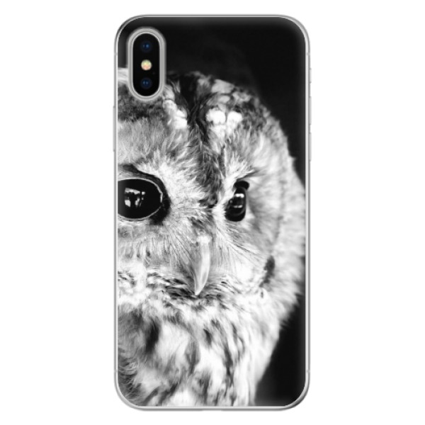 Odolné silikonové pouzdro iSaprio - BW Owl na mobil Apple iPhone X (Odolný silikonový obal, kryt pouzdro iSaprio - BW Owl - na mobilní telefon Apple iPhone X)