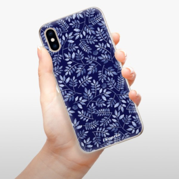 Silikonové pouzdro iSaprio - Apple iPhone XS - Blue Leaves 05