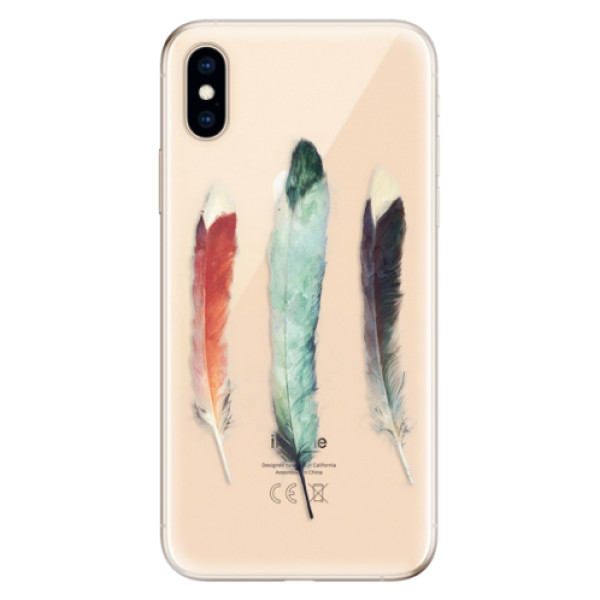 Odolné silikonové pouzdro iSaprio - Three Feathers - iPhone XS