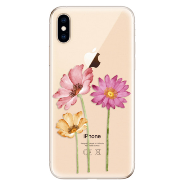 Odolné silikonové pouzdro iSaprio - Three Flowers na mobil Apple iPhone XS (Odolný silikonový obal, kryt pouzdro iSaprio - Three Flowers - na mobilní telefon Apple iPhone XS)
